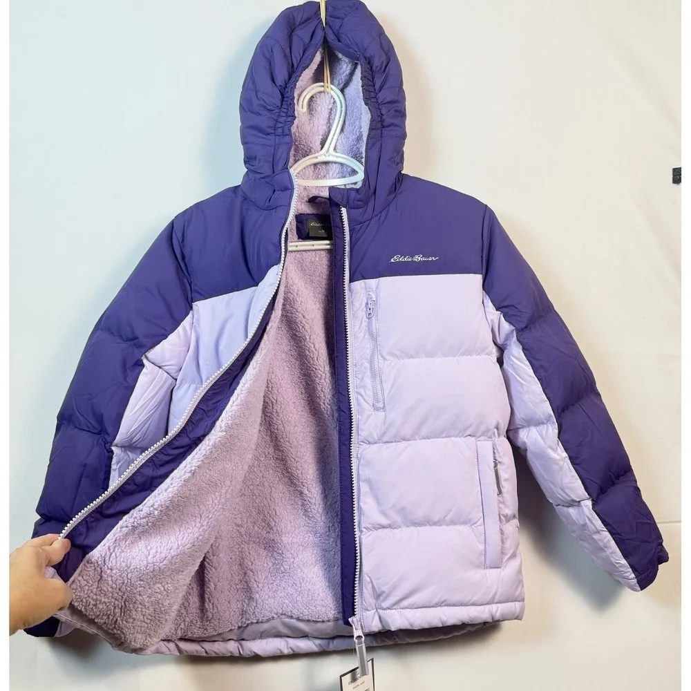 Eddie Bauer Kids Classic Down Puffer Jacket Pastel Lilac‎ Medium Outerwear NEW